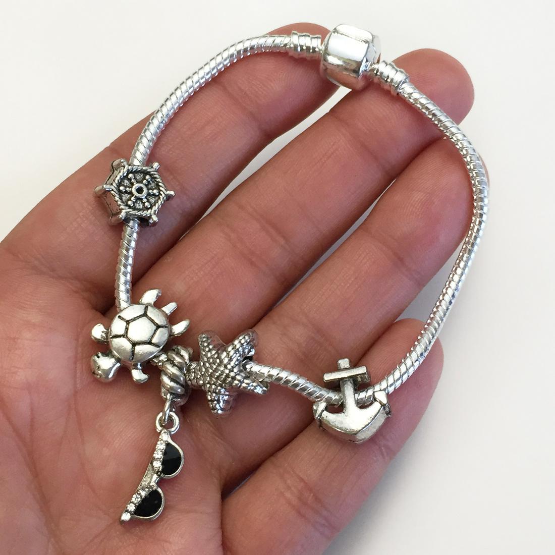 Silver tone Marine Nautical Cruise theme charm bracelet (1 of 4)