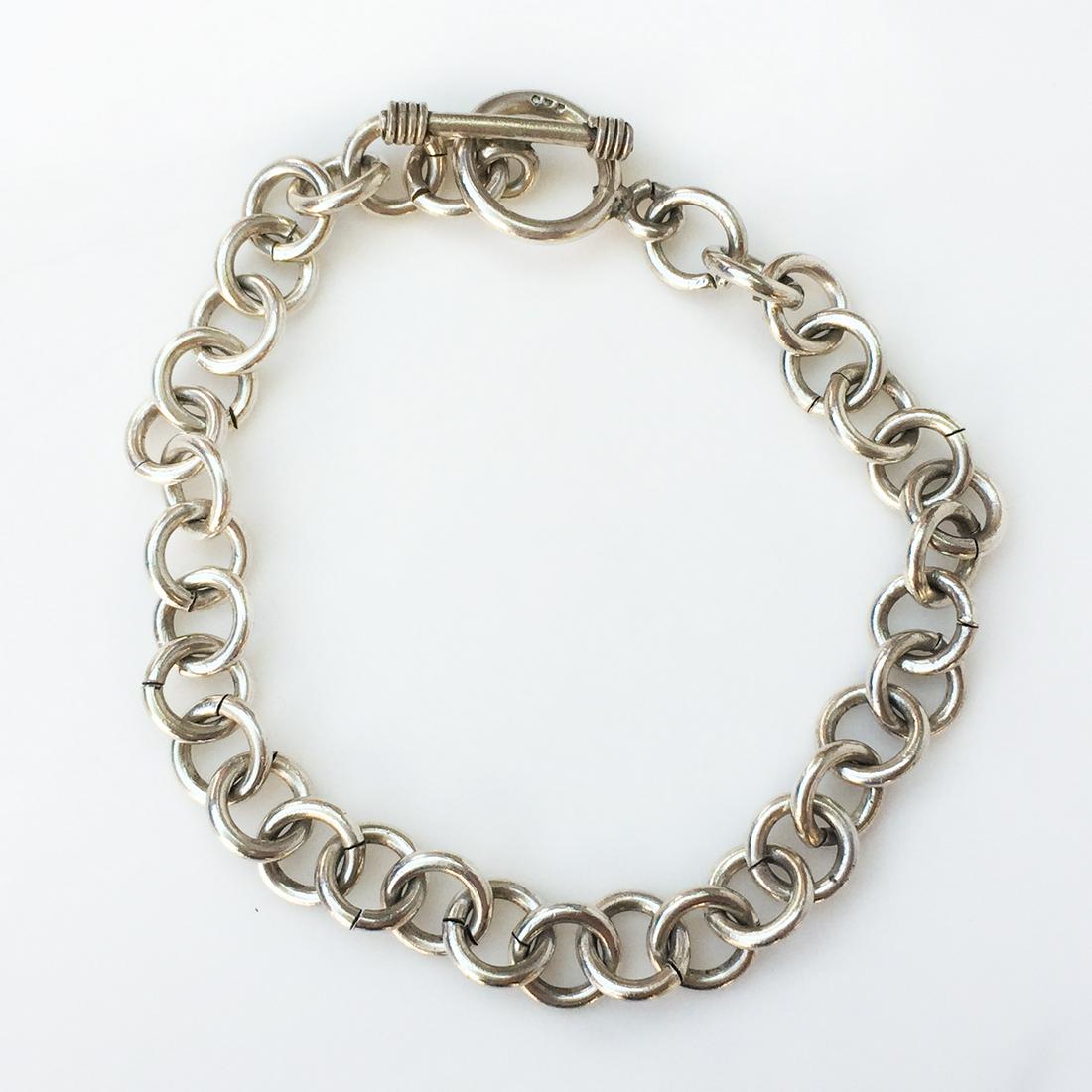 Sterling silver round link toggle clasp chain bracelet (1 of 2)