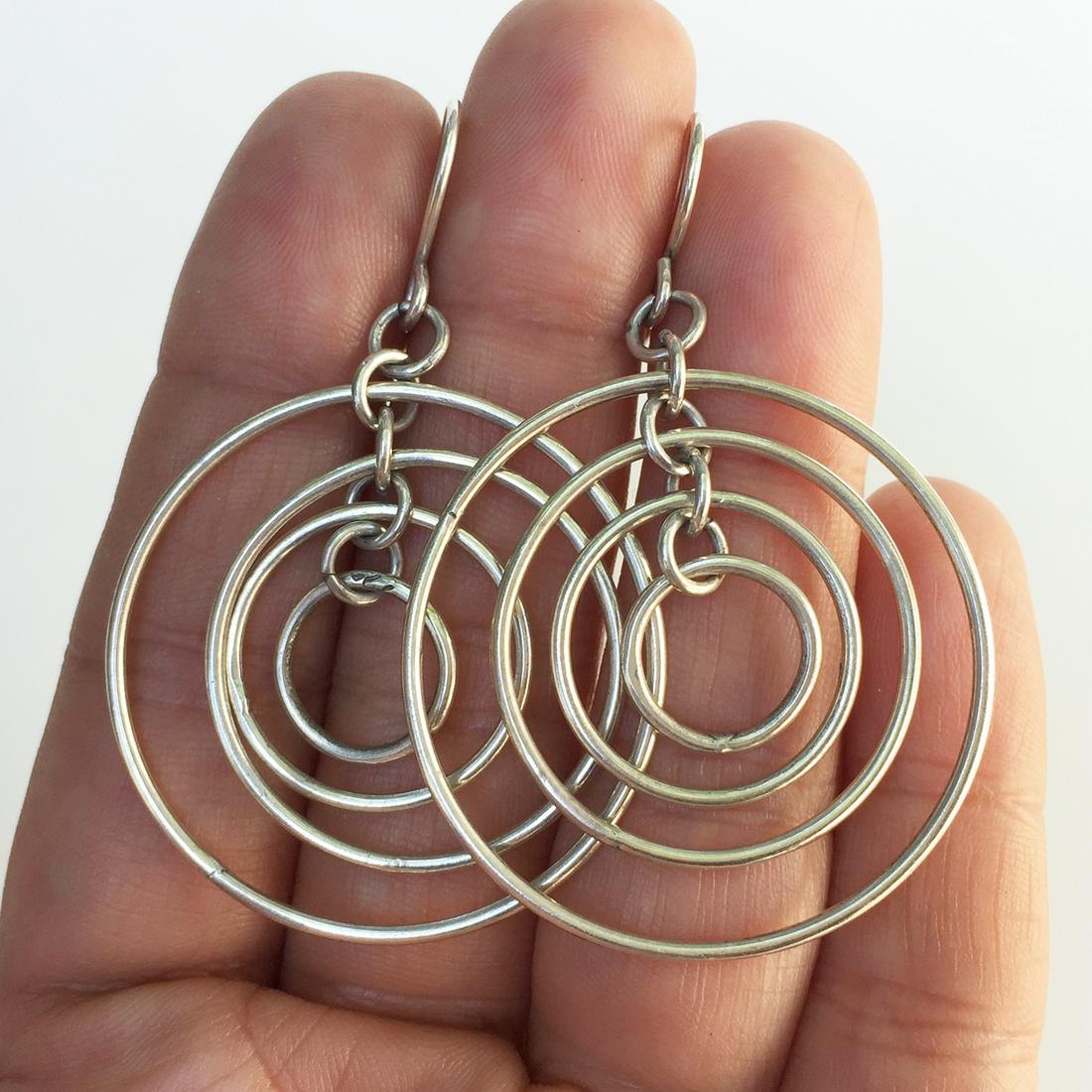 Sterling silver multi circle dangling earrings (1 of 2)