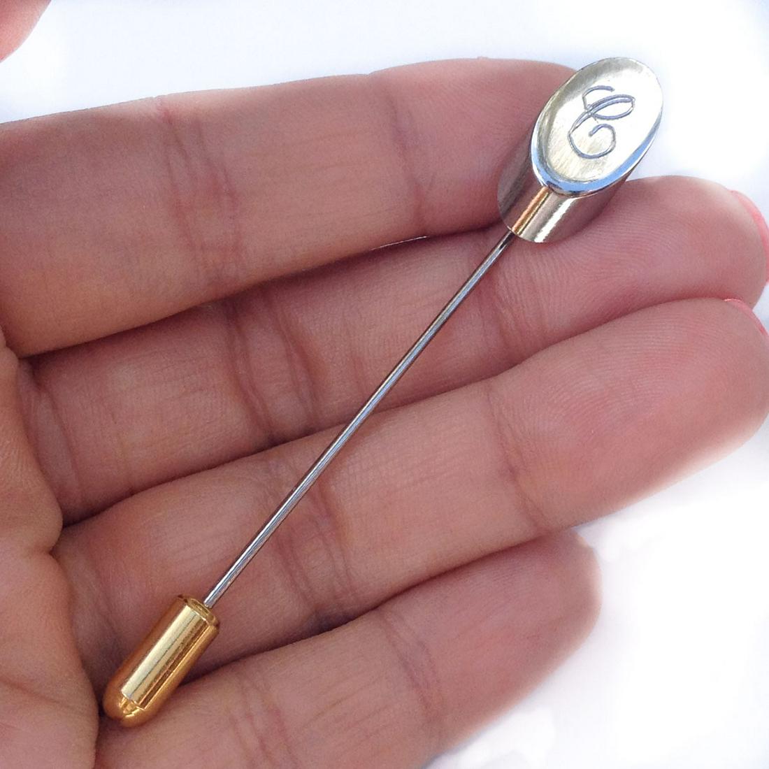 Vintage silver tone C Letter Initial stick lapel pin (1 of 4)