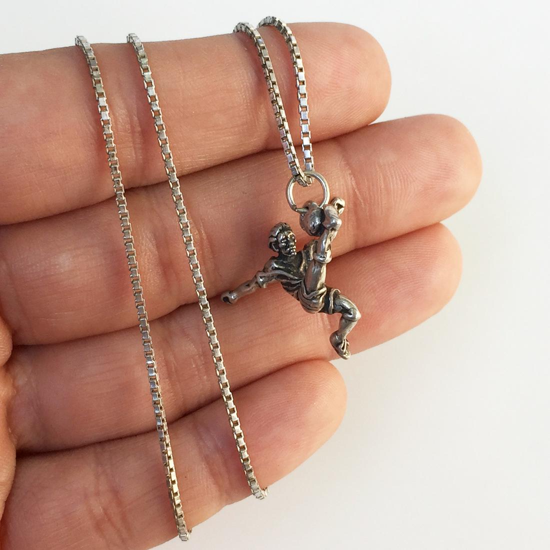 Sterling silver Soccer player pendant box chain (1 of 4)