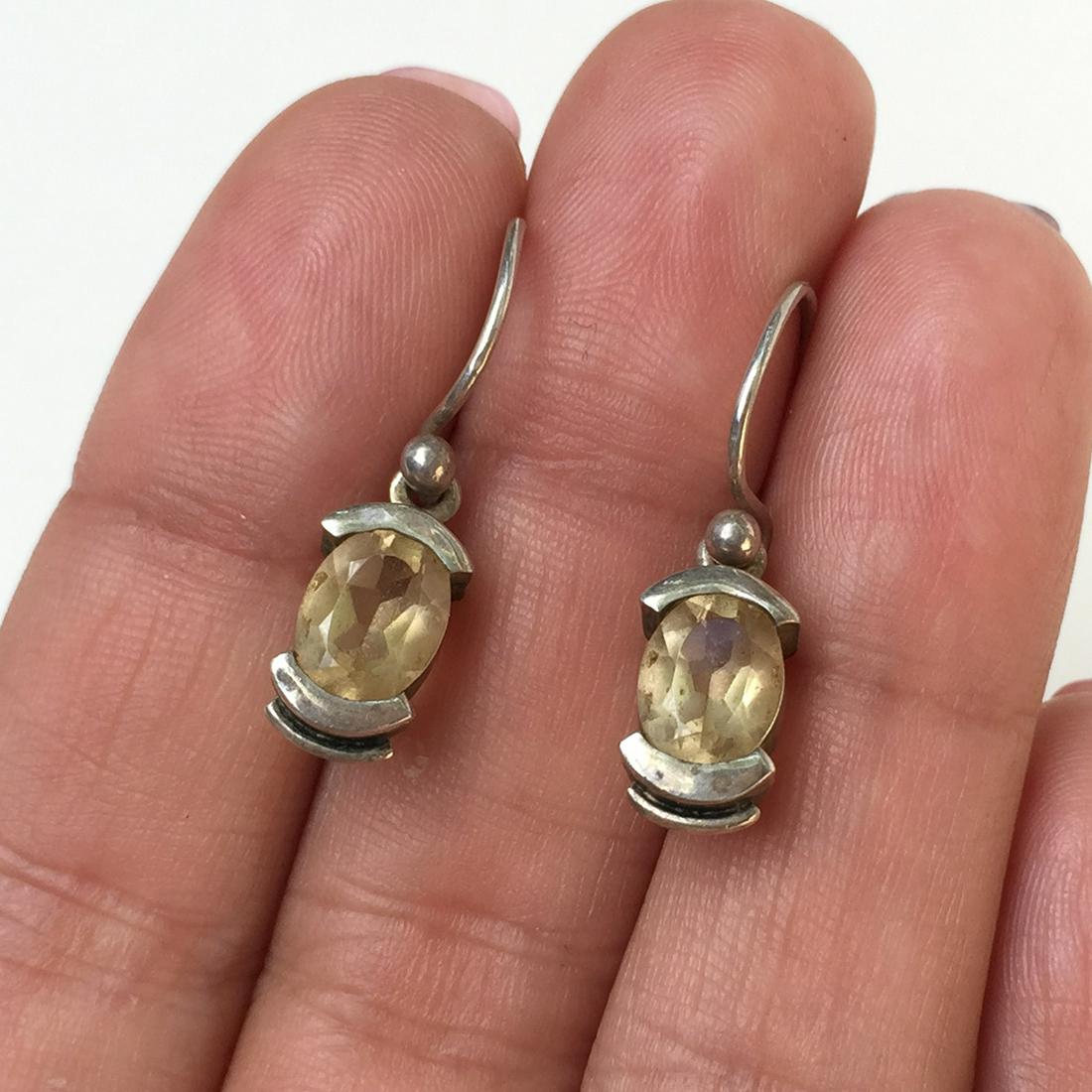 Sterling silver oval shape crystal earrings (1 of 3)