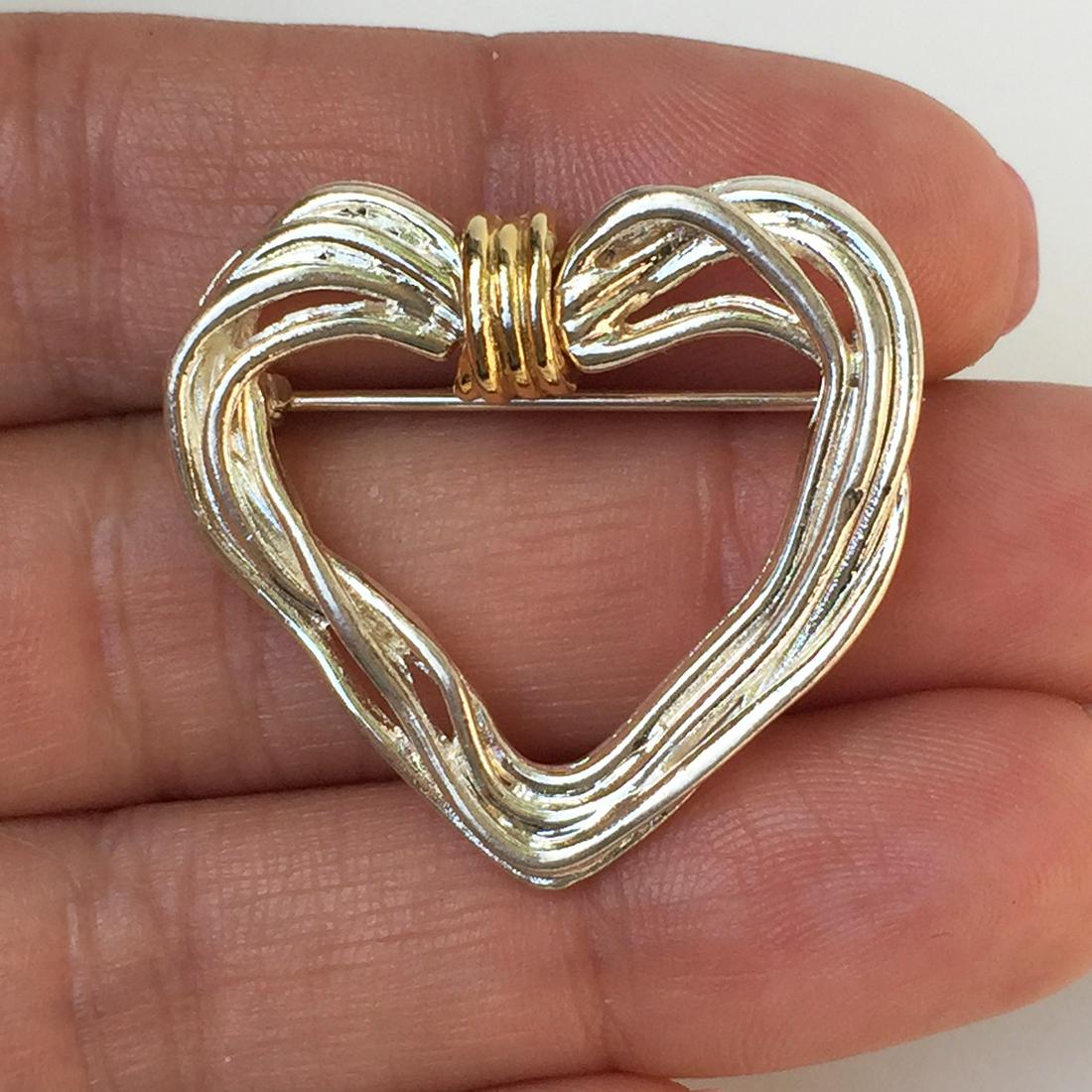Two tone Heart shape brooch (1 of 3)
