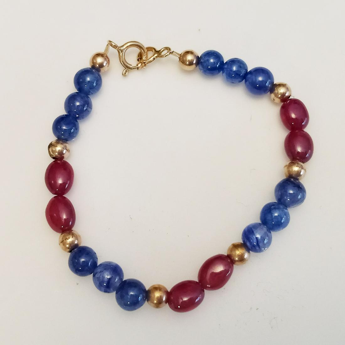 Sapphire ruby 14k yellow gold beads, clasp bracelet (1 of 3)