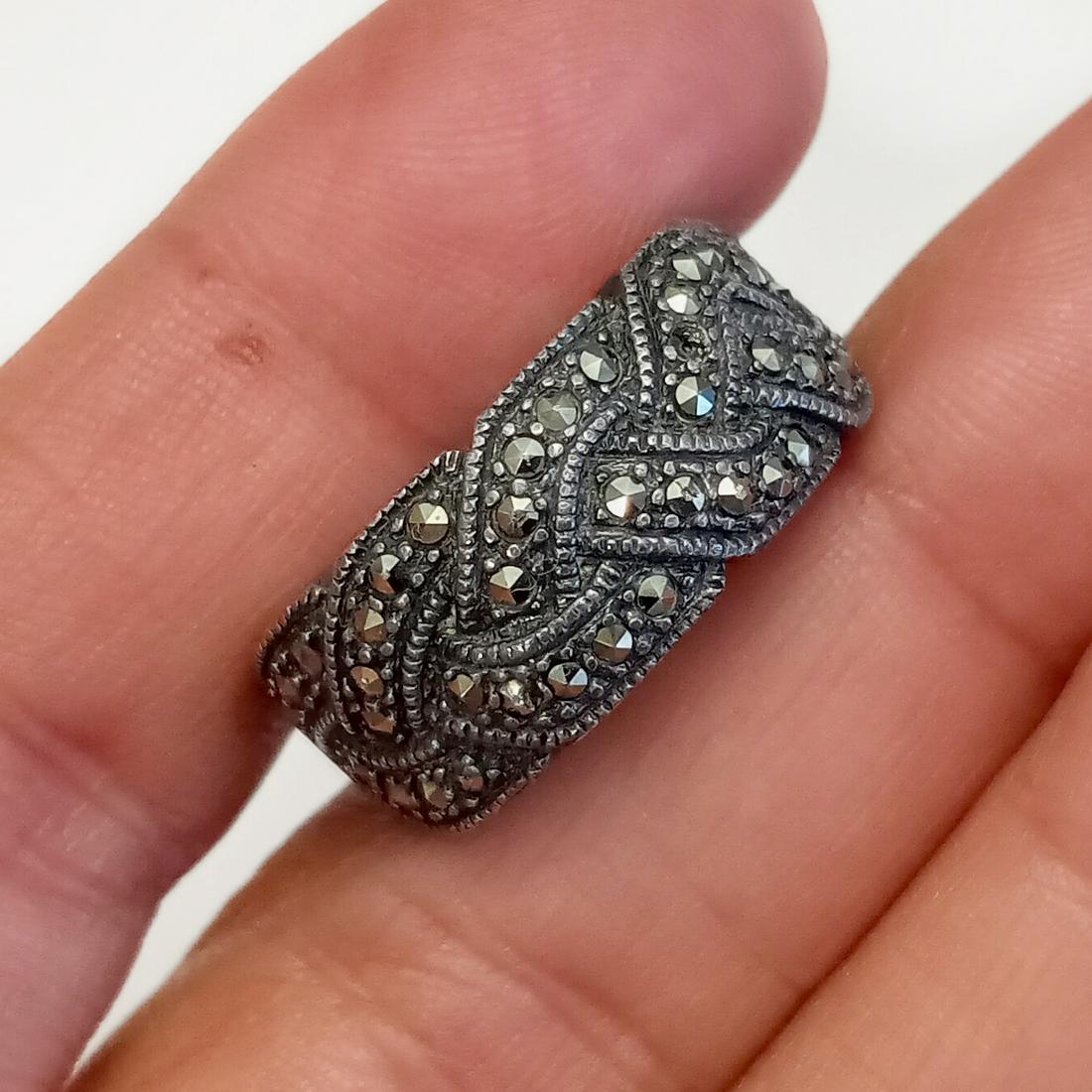 JUDITH JACK Sterling silver marcasites ring, signed (1 of 5)