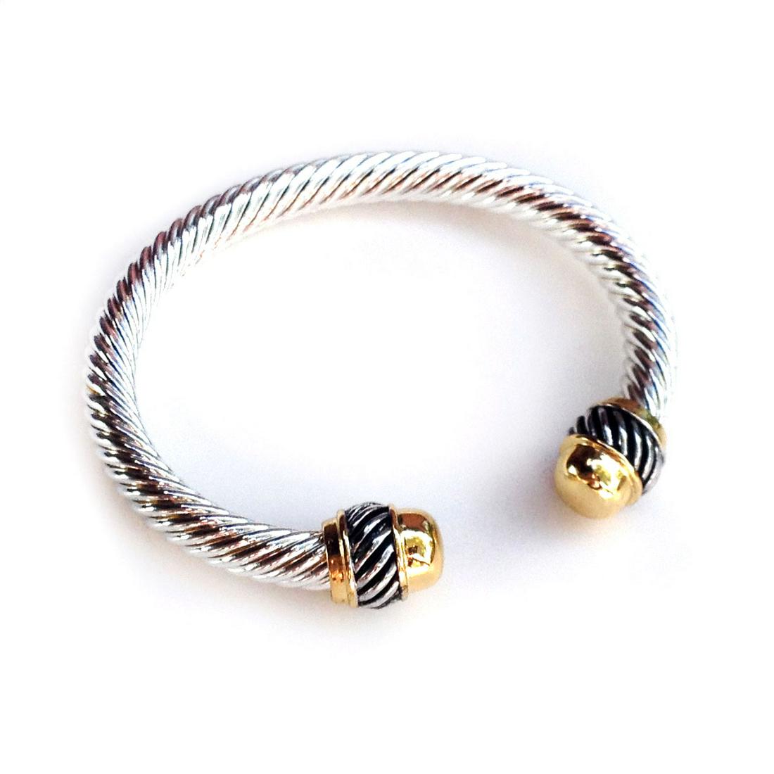 Two tone David Yurman Style twisted cable cuff bracelet (1 of 4)