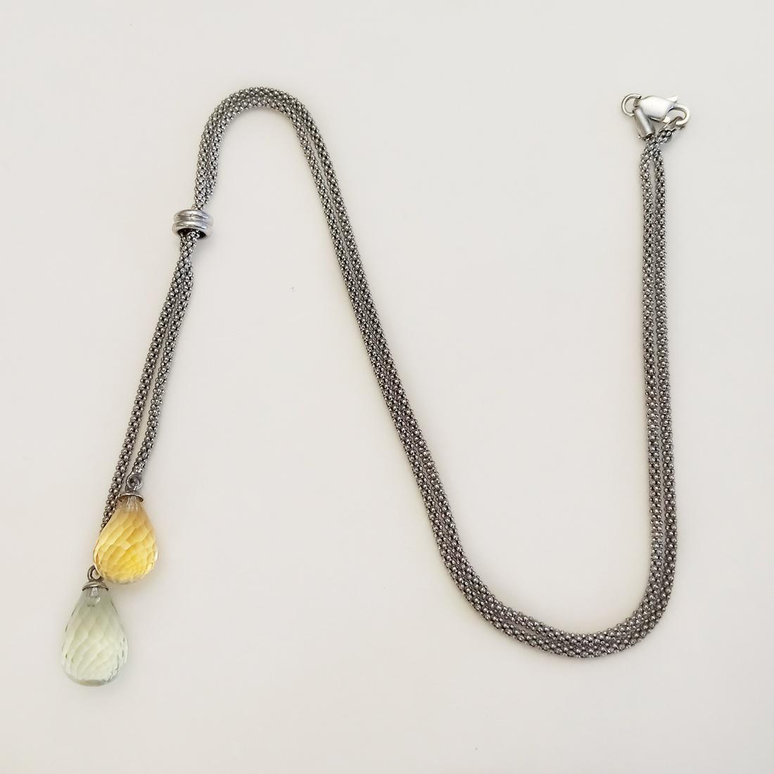 Sterling silver citrine amethyst briolettes necklace (1 of 5)