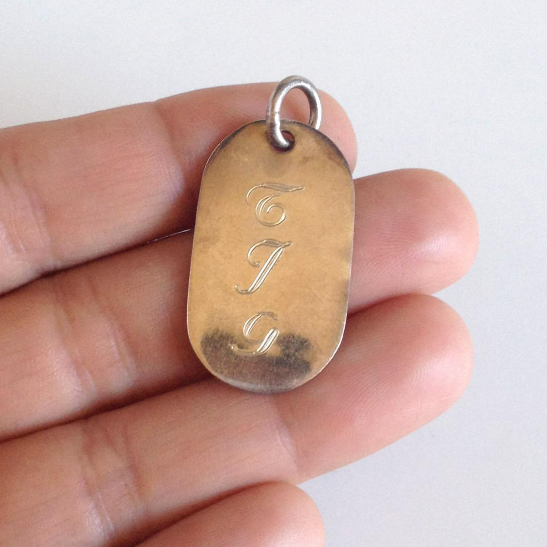 Sterling silver engraved Initial CJG  pendant charm (1 of 3)