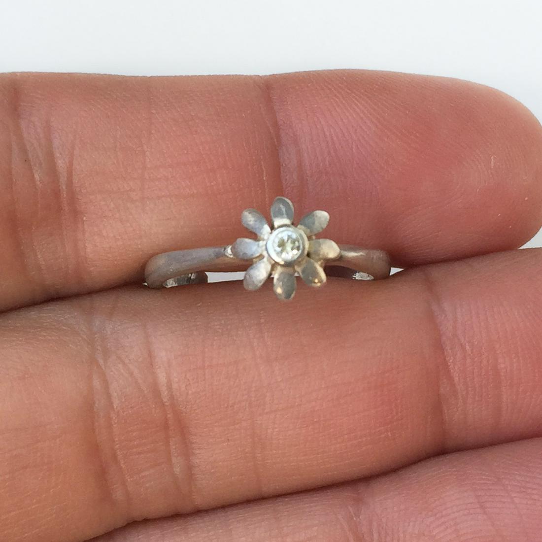 Sterling silver crystal flower adjustable ring (1 of 6)