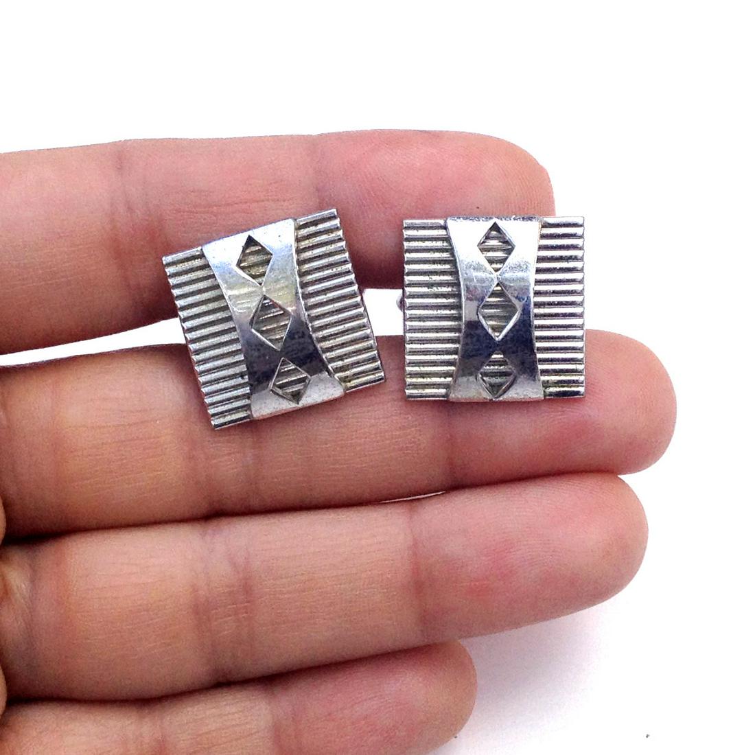 SWANK Vintage silver tone shape cufflinks, signed (1 of 4)