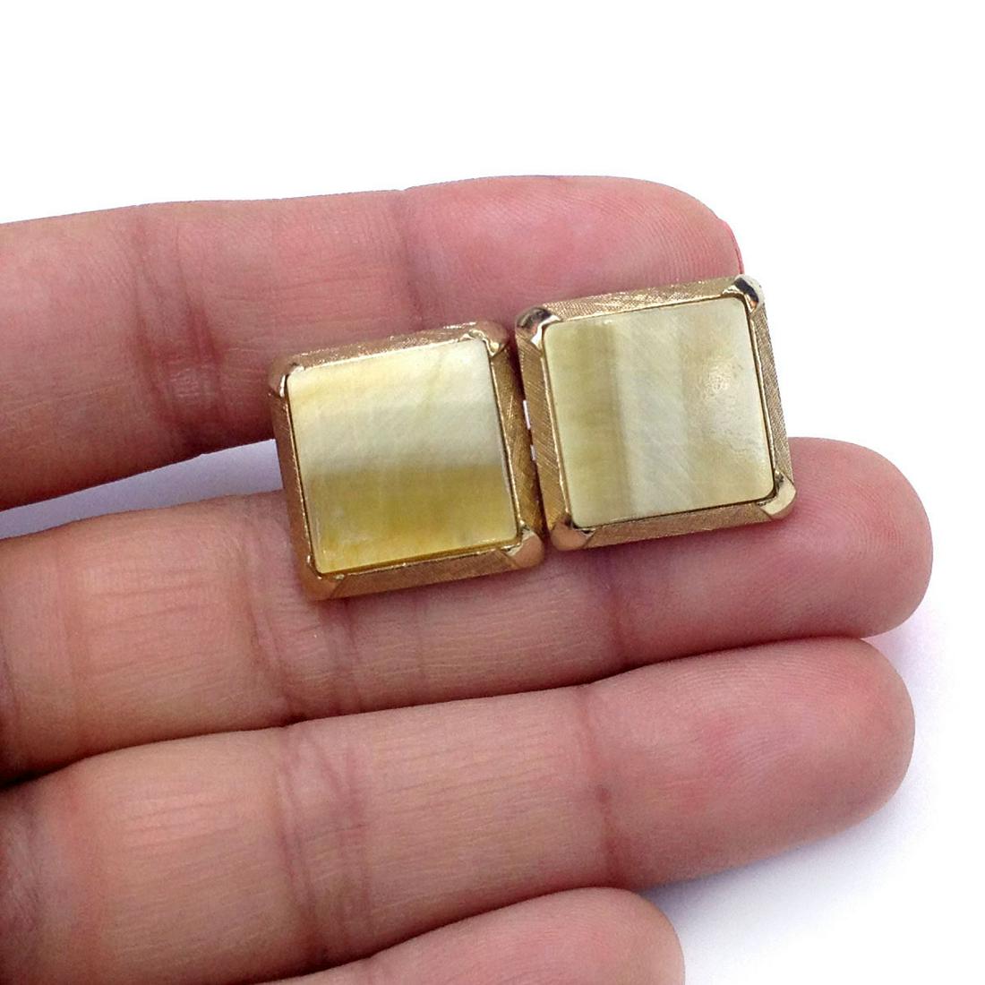 SWANK Vintage gold tone cufflinks natural stone, signed (1 of 4)