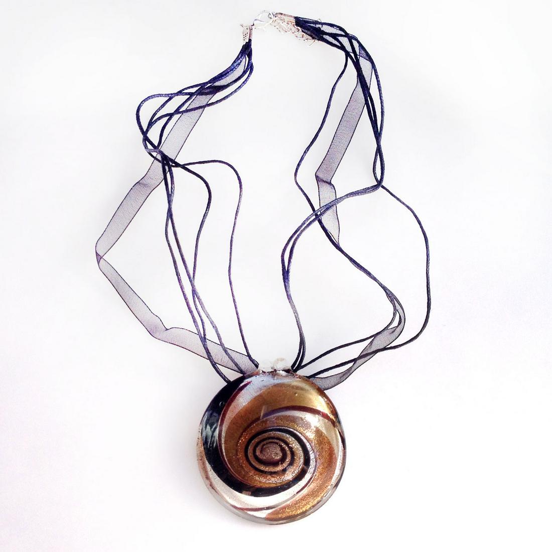 Gold silver copper black glitter pendant cord necklace (1 of 3)