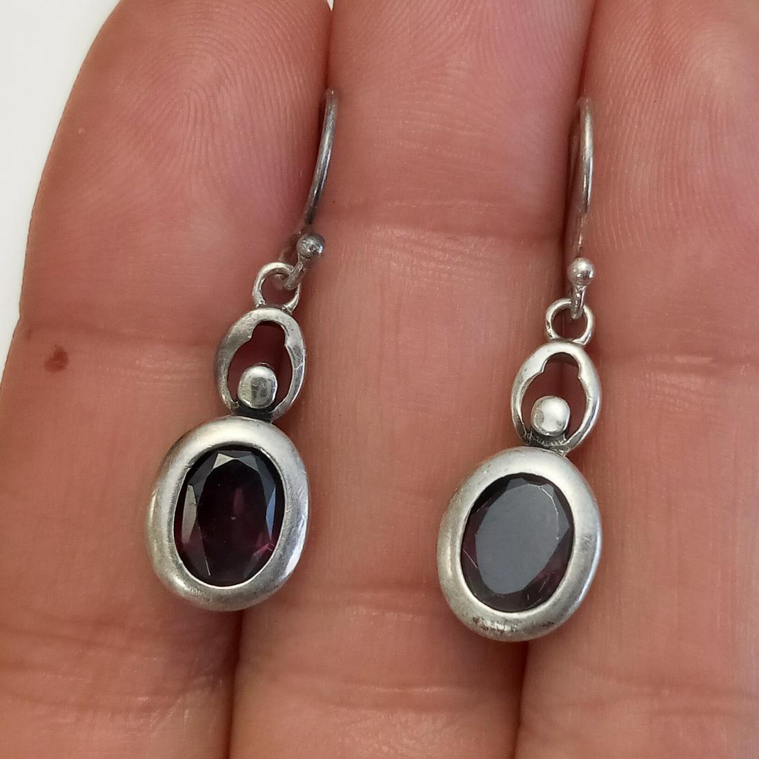 Vintage sterling silver garnet dangling earrings (1 of 4)