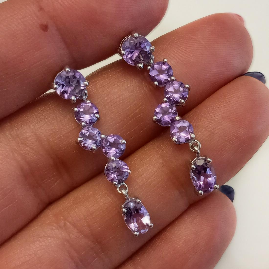 Sterling silver amethyst push back earrings (1 of 3)