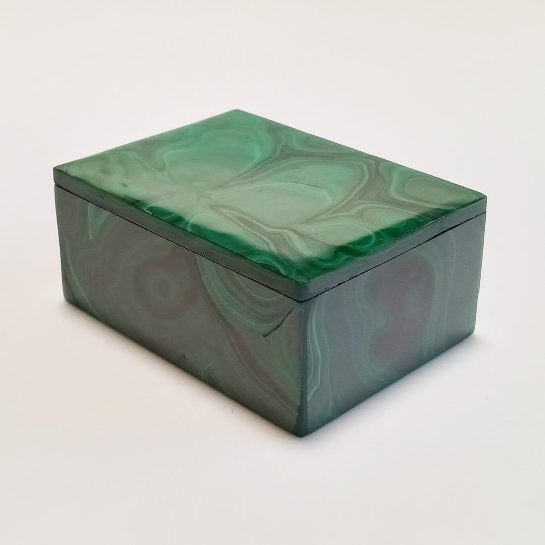 Genuine Malachite rectangular jewelry trinket box (1 of 7)