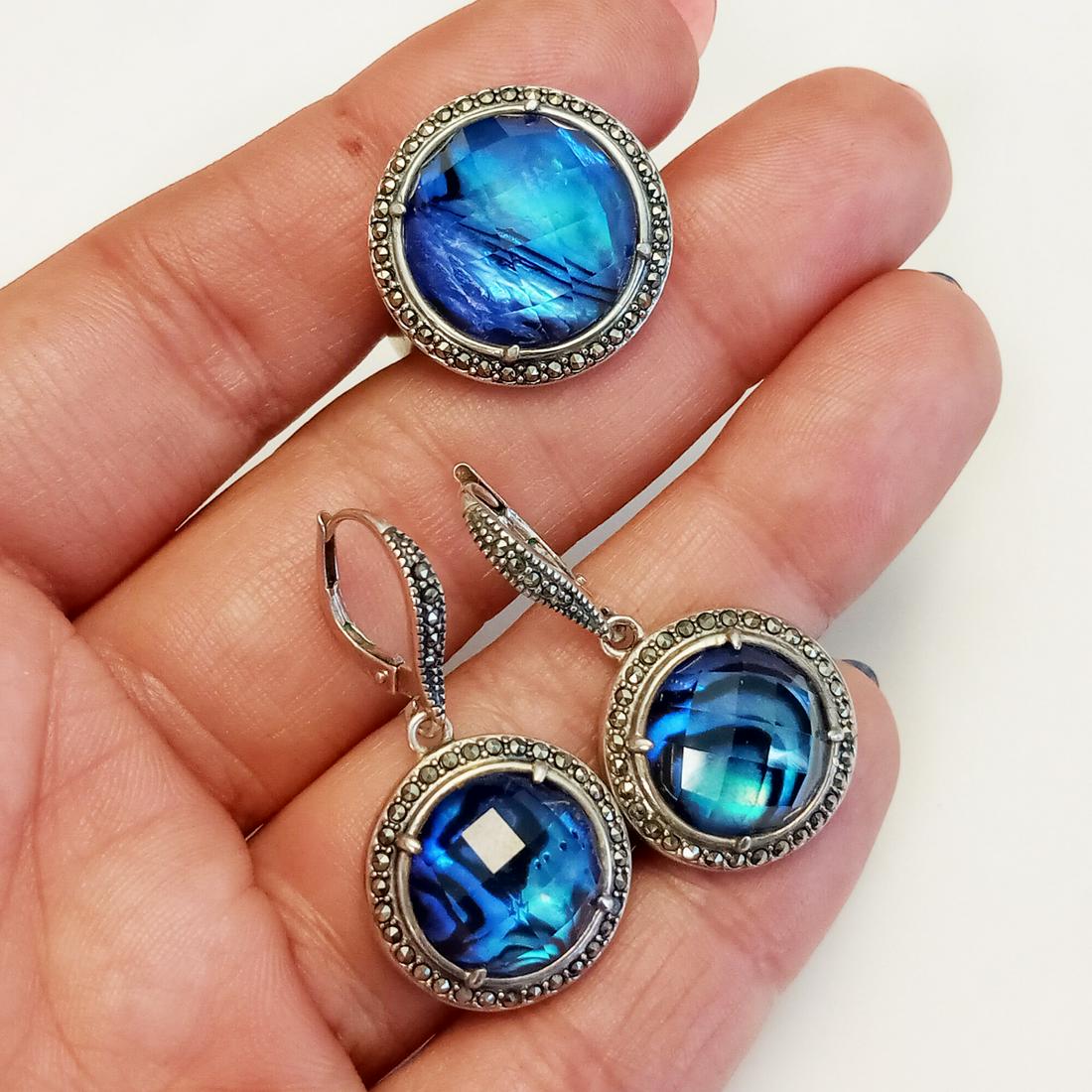 JUDITH JACK Sterling silver earrings ring set, signed (1 of 9)