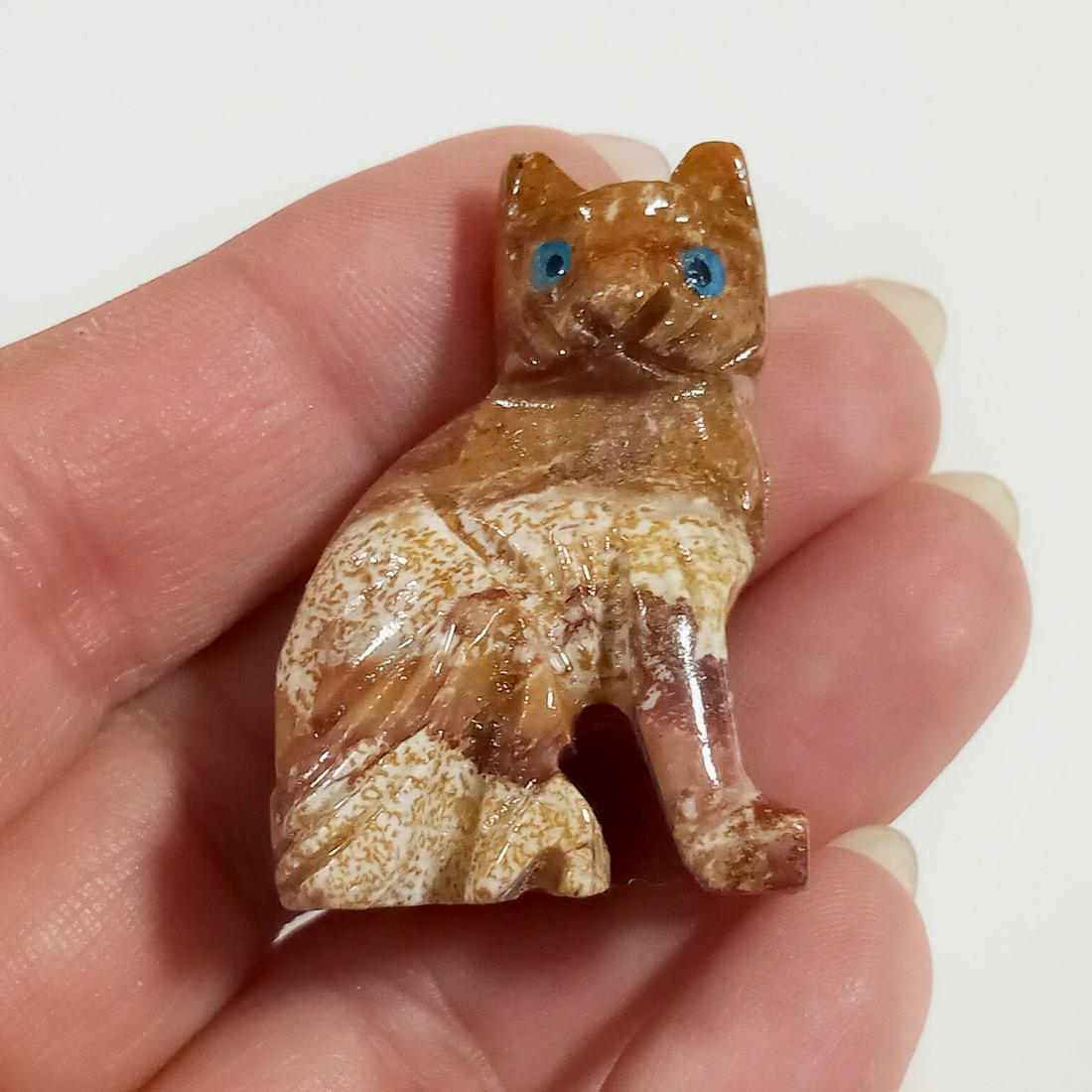Carved soapstone Kitty Cat mini figurine (1 of 4)