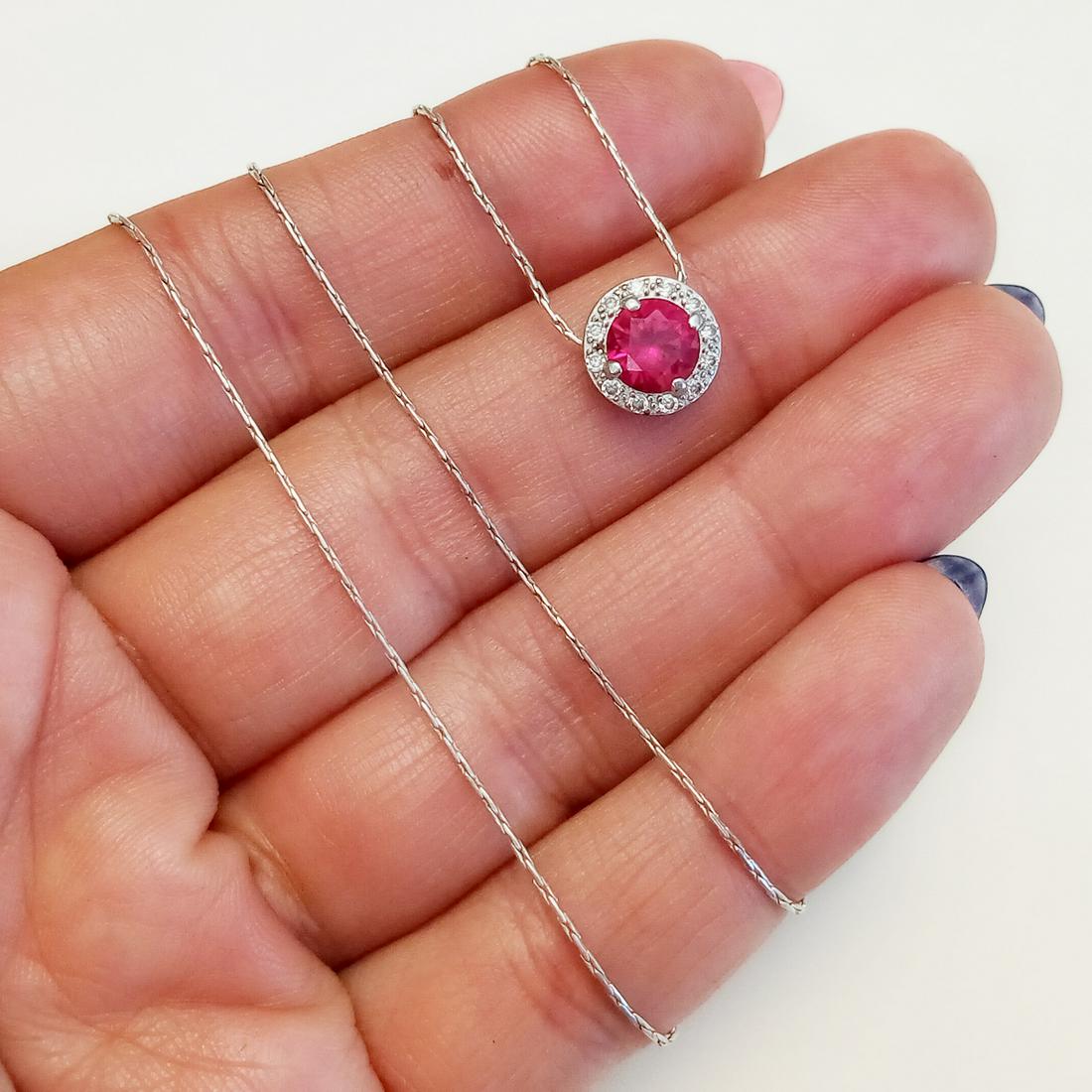 PAJ Sterling silver lab created ruby pendant chain (1 of 4)