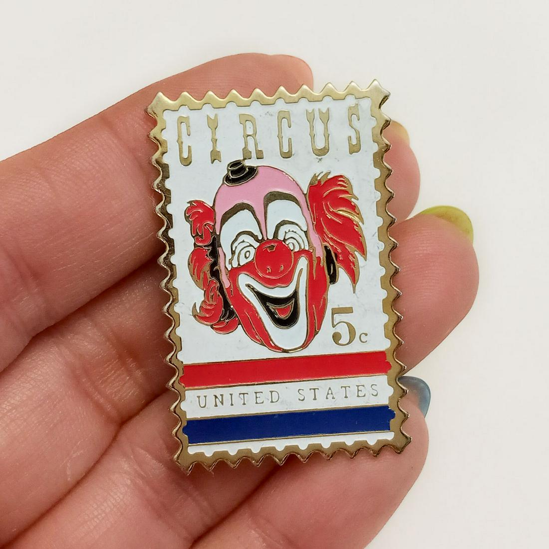 JAYNE CO Vintage Circus enamel Clown stamp pin (1 of 3)