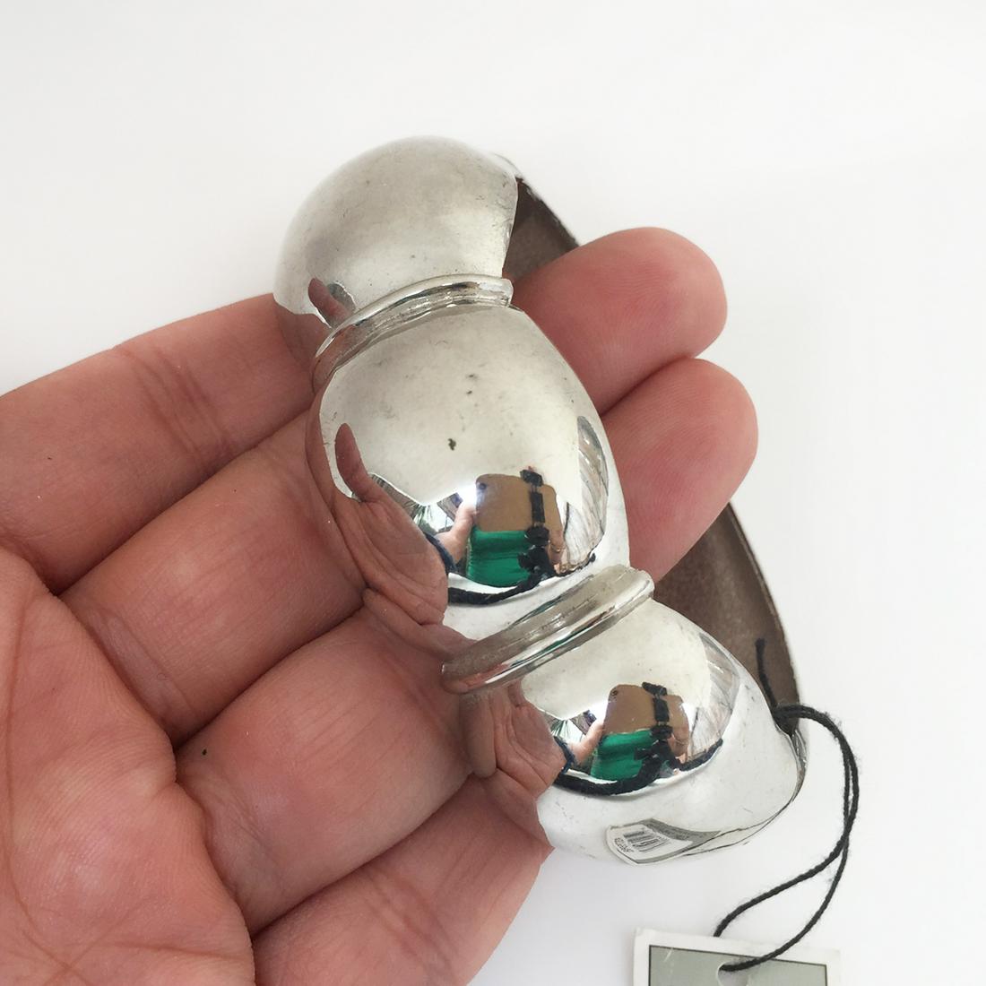 Silver tone shiny wide hinged bangle bracelet (1 of 3)