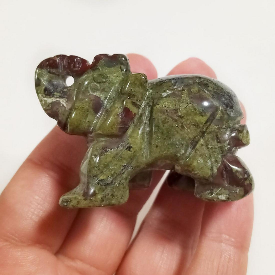 Carved JASPER elephant figurine 2 inches: Carved JASPER elephant figurine 2 inches. Measured 2 x 1 1/2 inches. Condition excellent.