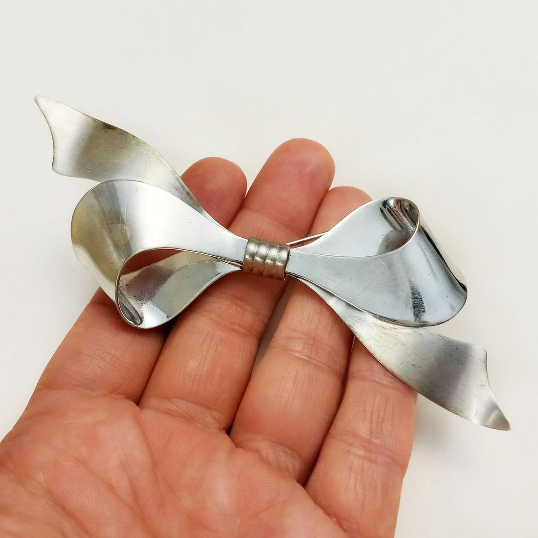 HARRY S BICK Vintage sterling silver Bow brooch signed (1 of 4)