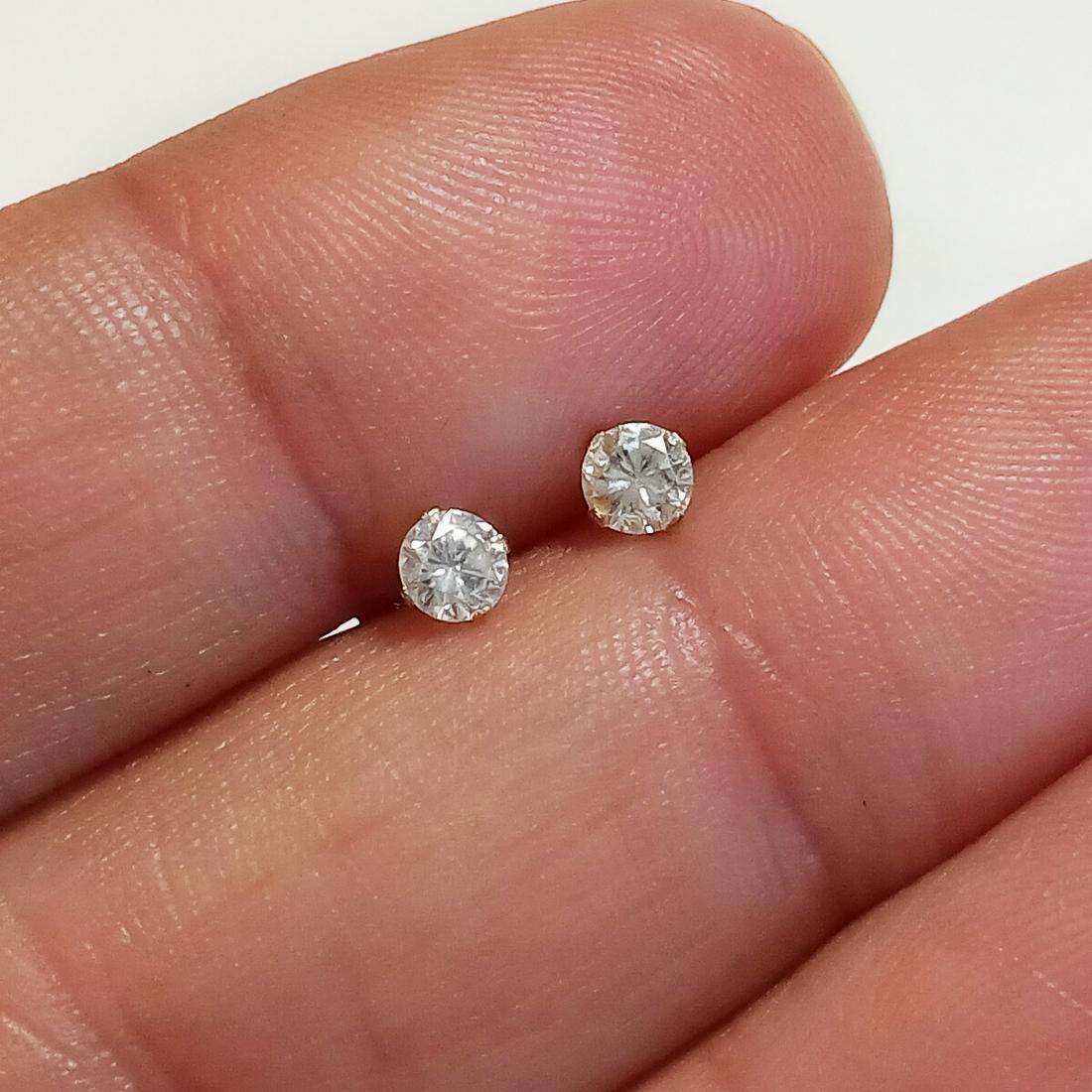 14KT yellow gold round faceted diamond stud earrings (1 of 7)