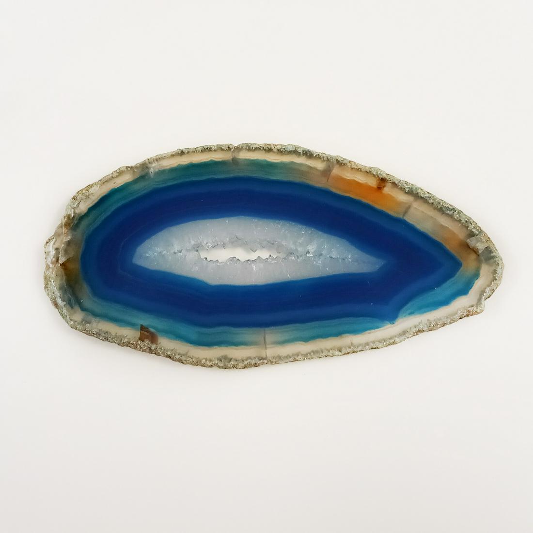 Blue Agate Druzy quartz free shape polished slice (1 of 4)