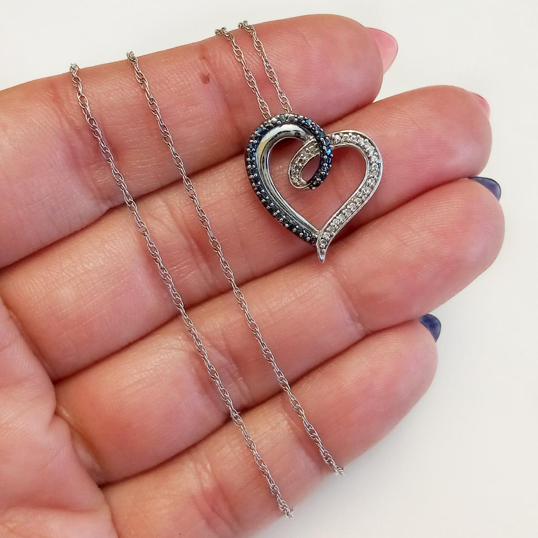 JWBR Sterling silver diamond heart pendant chain (1 of 5)