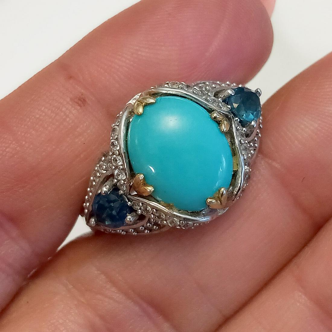 Sterling silver turquoise color, topaz color ring (1 of 6)