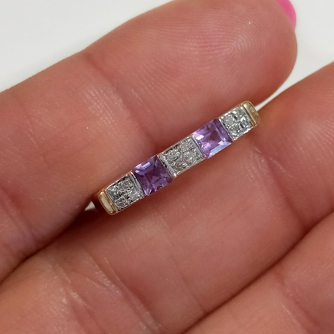 10K yellow gold amethyst diamond ring, 6 1/2 (1 of 5)