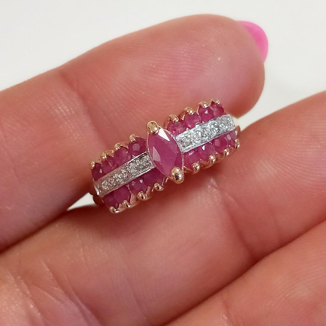 10K yellow gold ruby diamond ring, size 6 (1 of 6)