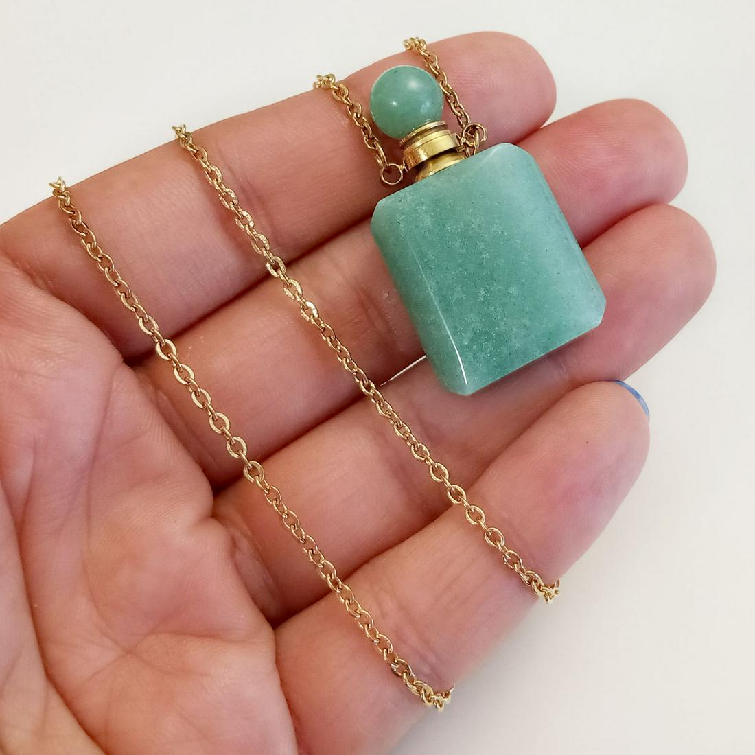 Genuine Green Aventurine perfume bottle necklace (1 of 3)