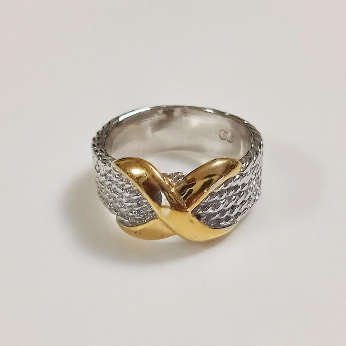 PD Two tone textured finish X accent ring, size 8 (1 of 5)