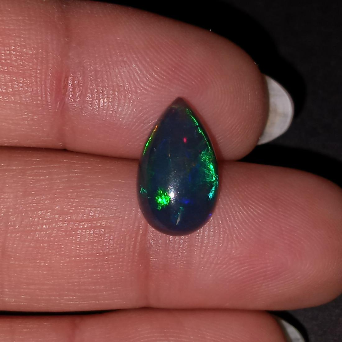 Pear shape Black Welo Ethiopian opal cabochon, 2.08 cts (1 of 6)