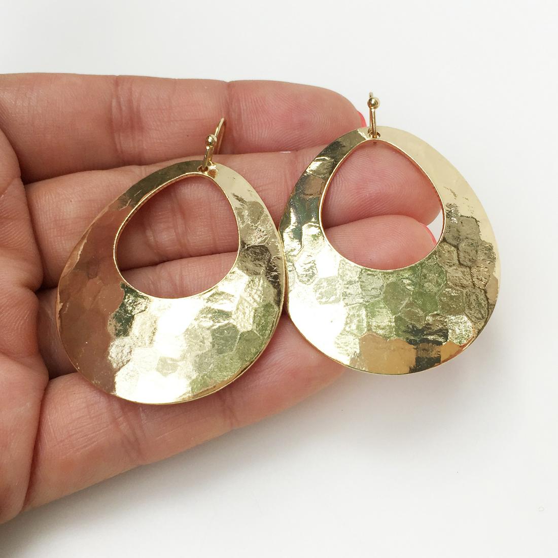 Gold tone textured finish drop shape earrings (1 of 4)