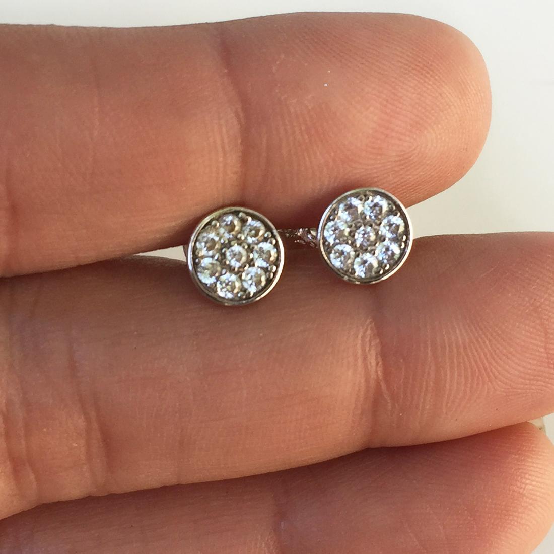 Sterling silver CZ round push back earrings (1 of 6)