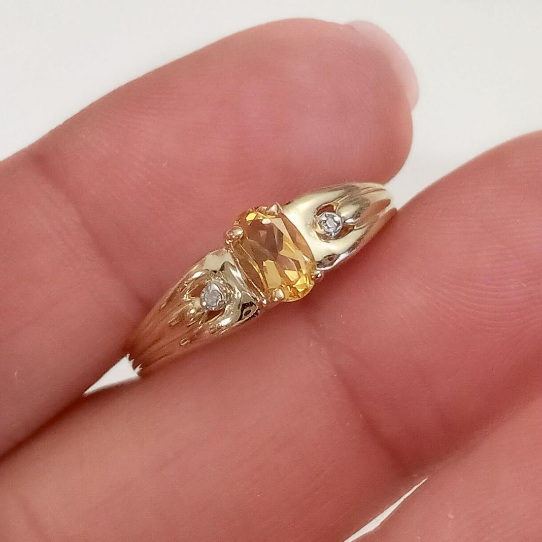10K Yellow gold Citrine white Sapphire ring, size 8 (1 of 5)