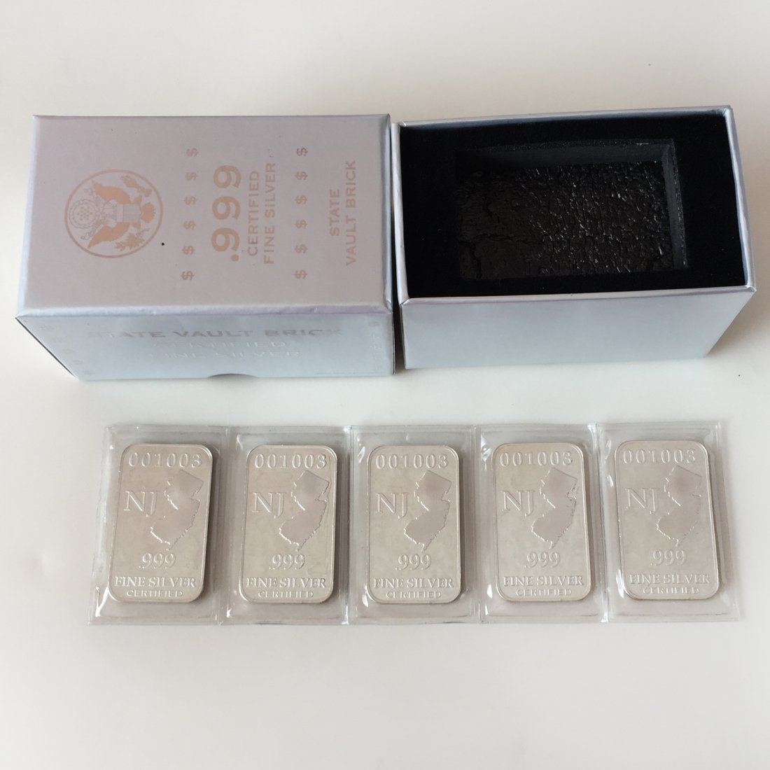 US State Vault Brick NJ 5x1 oz .999 Silver bars sealed (1 of 6)
