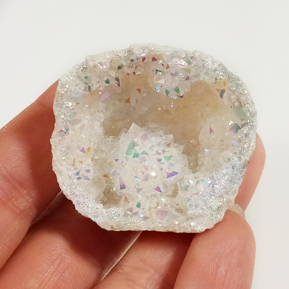 Free shape Opal Aura coated Quartz geode (1 of 6)