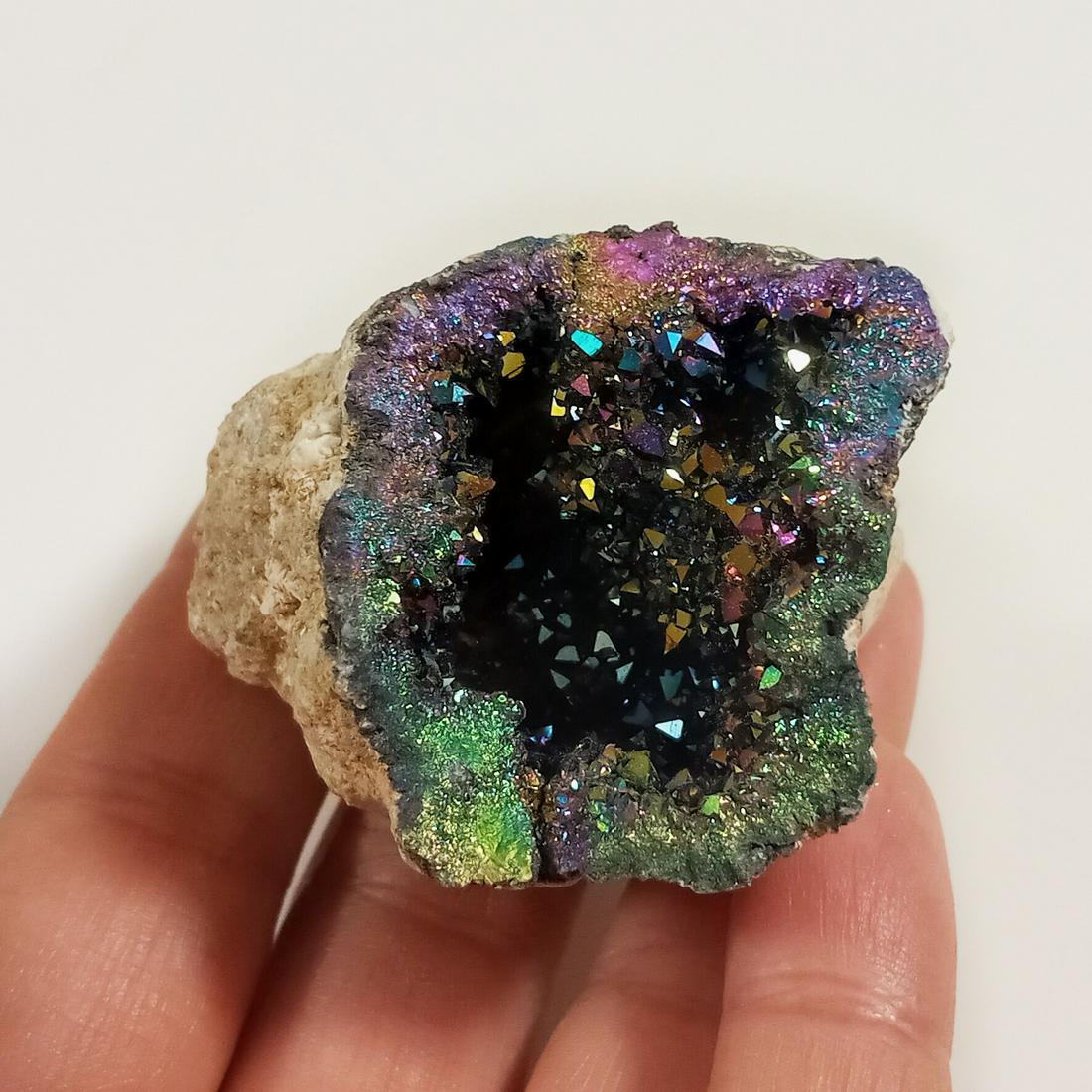 Free shape Rainbow coated Quartz geode (1 of 5)