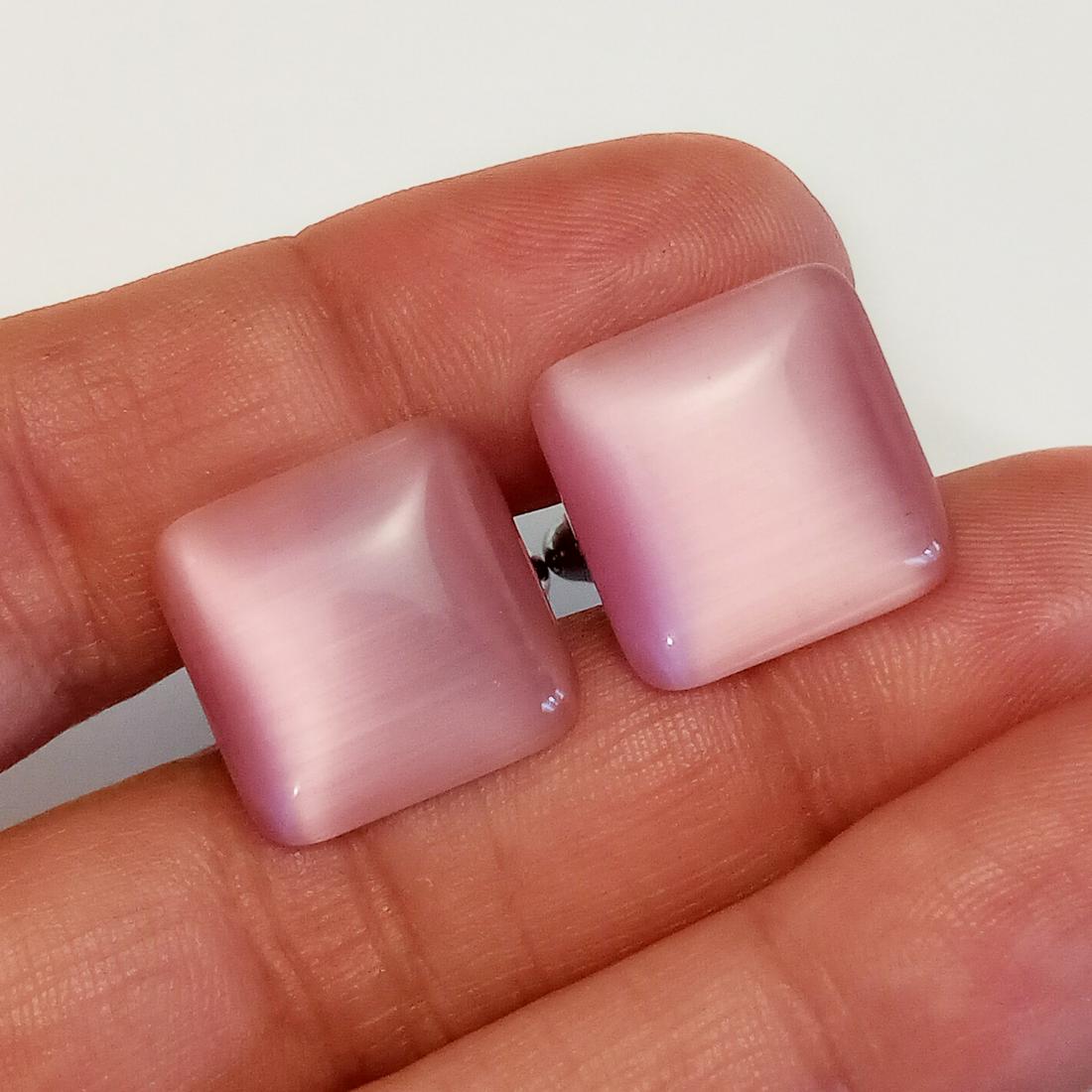 Silver tone rose cat eye color square cufflinks (1 of 6)