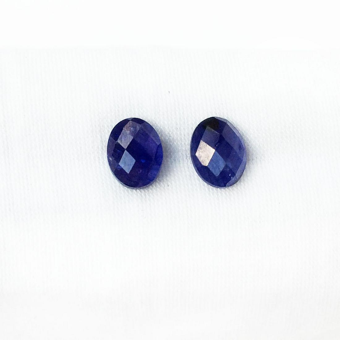 Pair of oval checkerboard cut blue sapphire 5.24 cts (1 of 4)