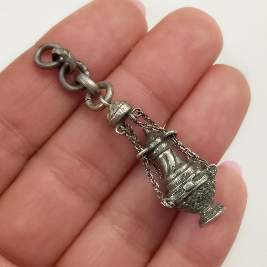 Vintage sterling silver hanging Vase Lantern pendant (1 of 6)