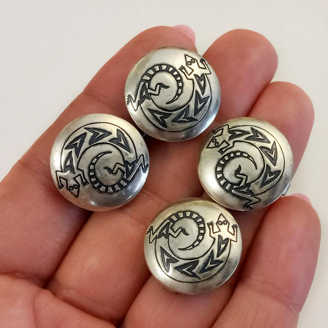Silver Native American theme 4 button covers (1 of 4)