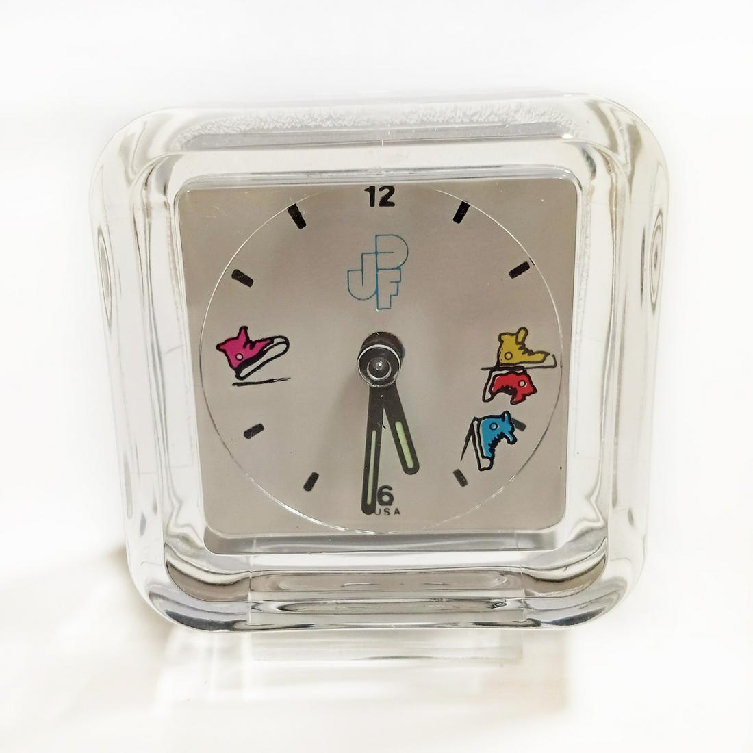 JDF Clear acrylic square clock with cartoon sneakers (1 of 6)