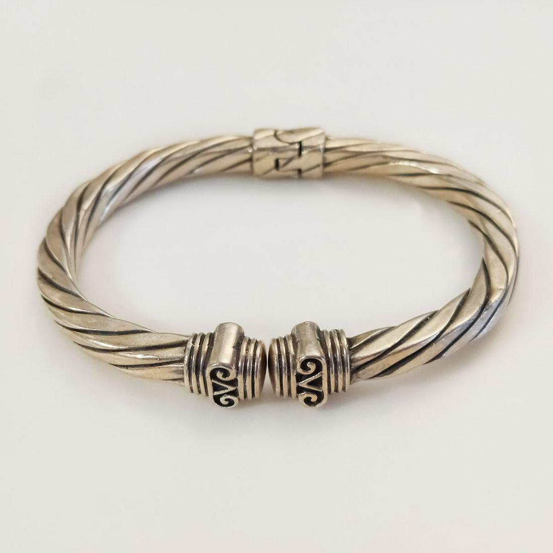 Sterling silver twisted design hinged cuff bracelet (1 of 7)
