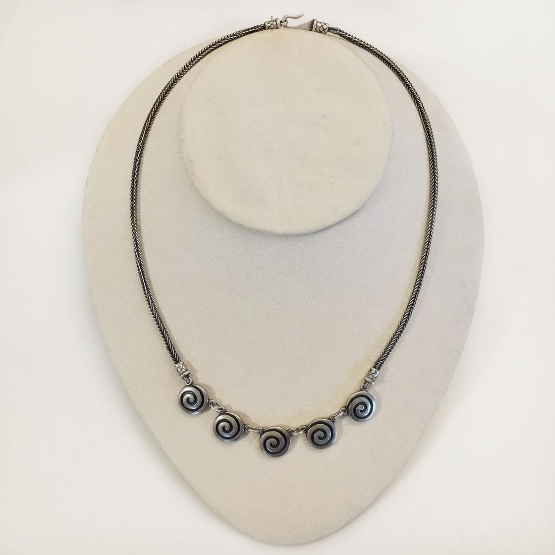 KIONAS Vintage 850 silver foxtail swirl design necklace (1 of 5)