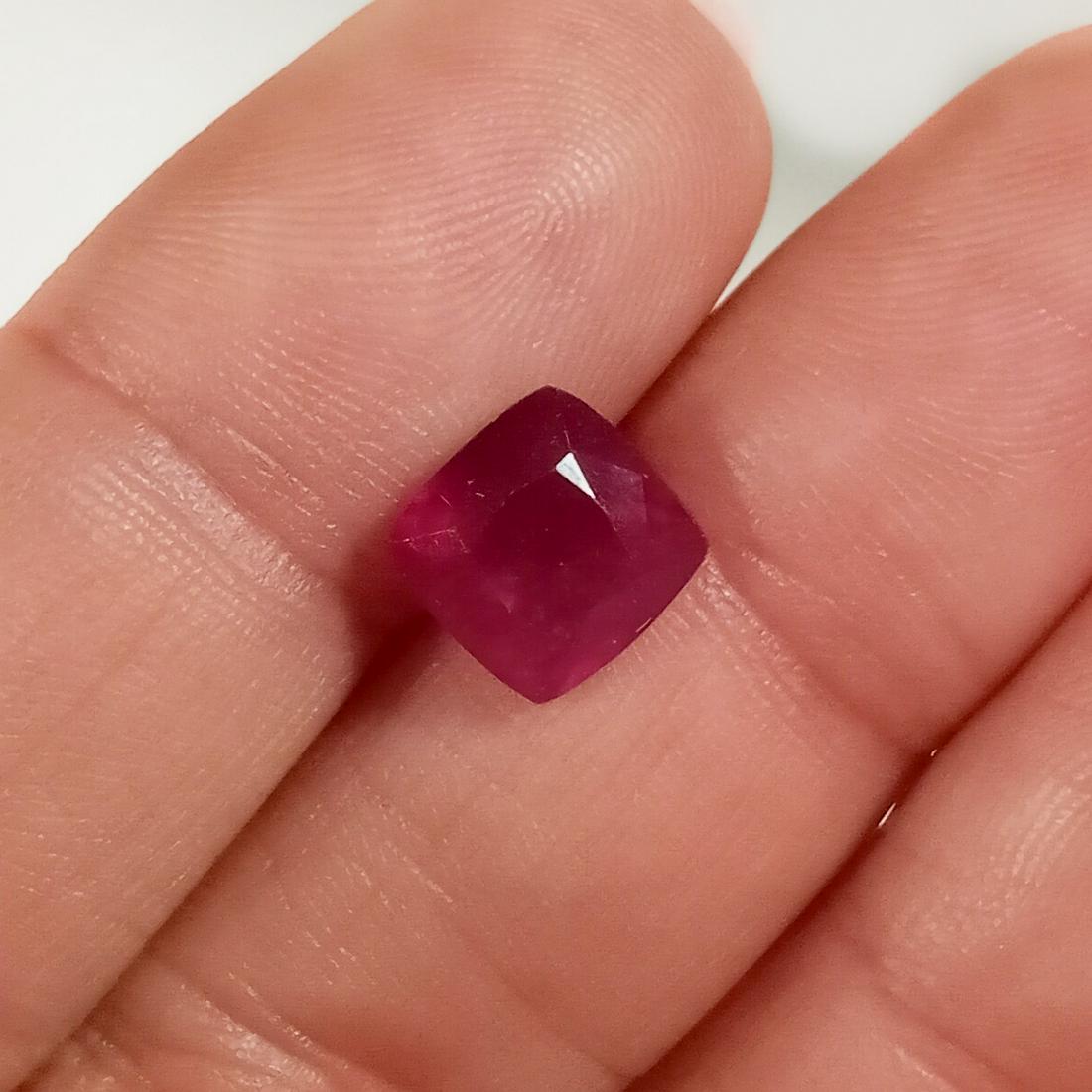 8x8 mm square faceted cushion cut ruby, weight 3.31 cts (1 of 2)