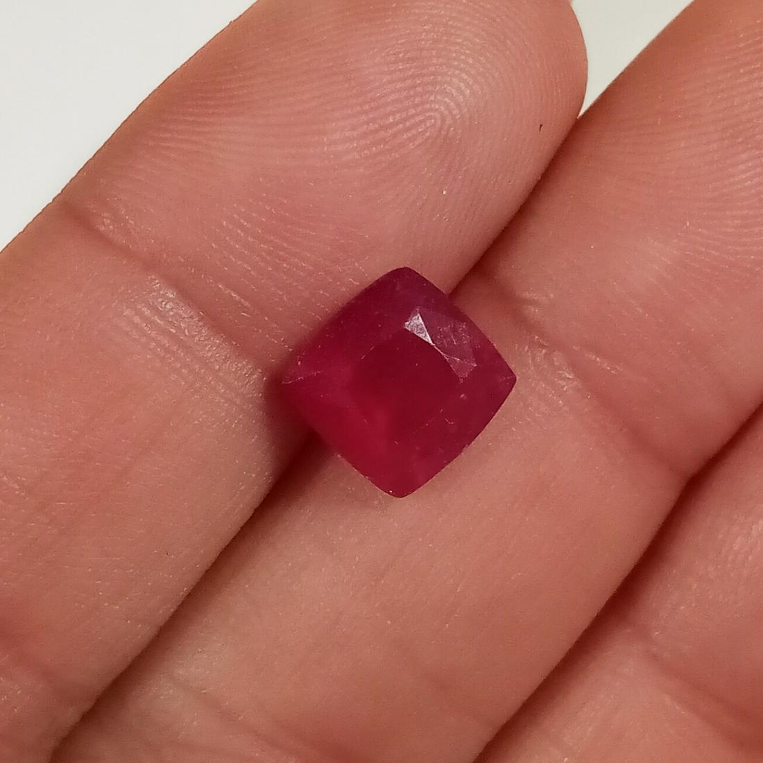 8x8 mm square faceted cushion ruby, weight 3.03 cts (1 of 2)
